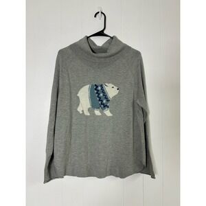 J. Jill Nordic Polar Bear Sweater PM Gray Blue Cozecore Gorpcore Winter Cabin